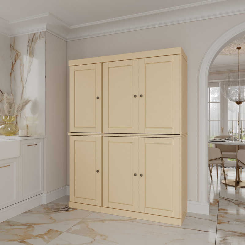 Grande armoire de cuisine Nicu 100% bois massif avec portes, tablettes réglables, armoire de rangement modulaire, l 48,5 po x H 71,5 po