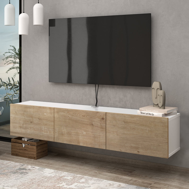 Meuble télé flottant Ronnye, Chêne / blanc