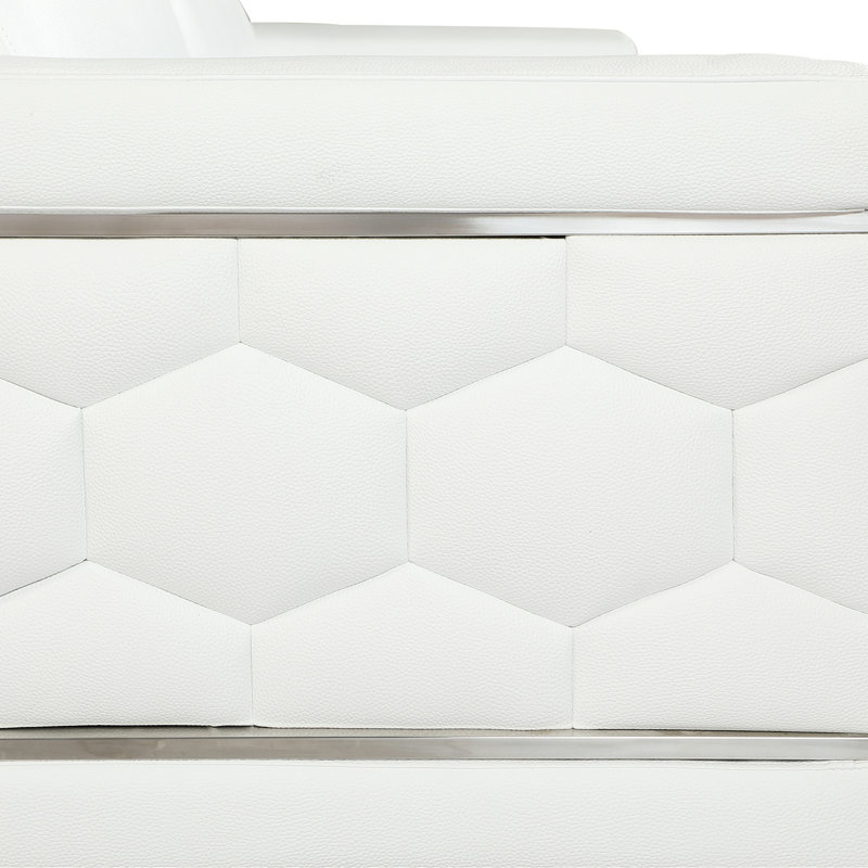 Canapé en cuir italien à grain supérieur, Blanc
