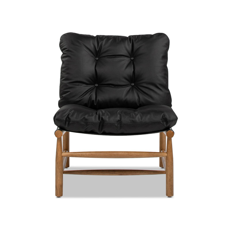 Fauteuil d'appoint Mid-Century moderne en cuir 26,5 po Oxford