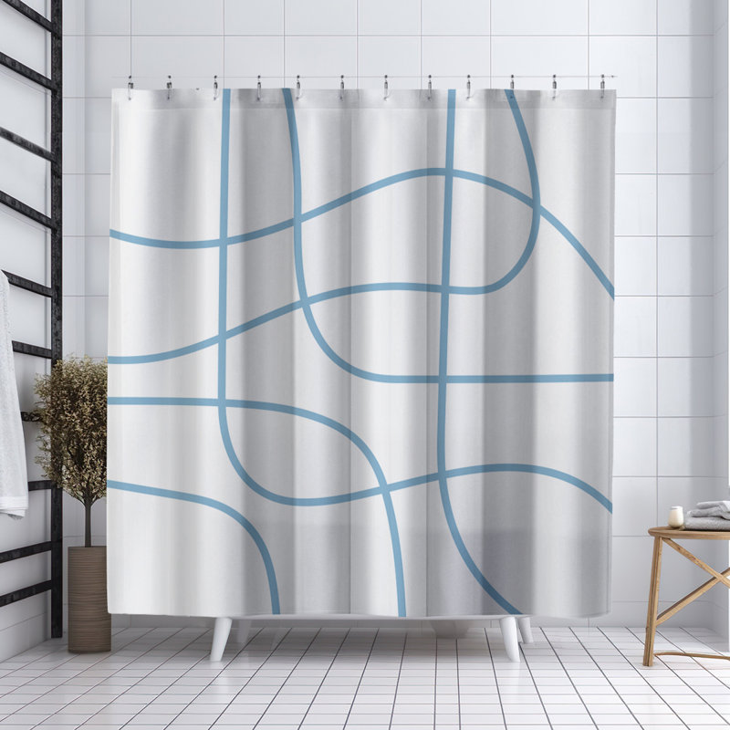 Coco Polyester Shower Curtain, Blue