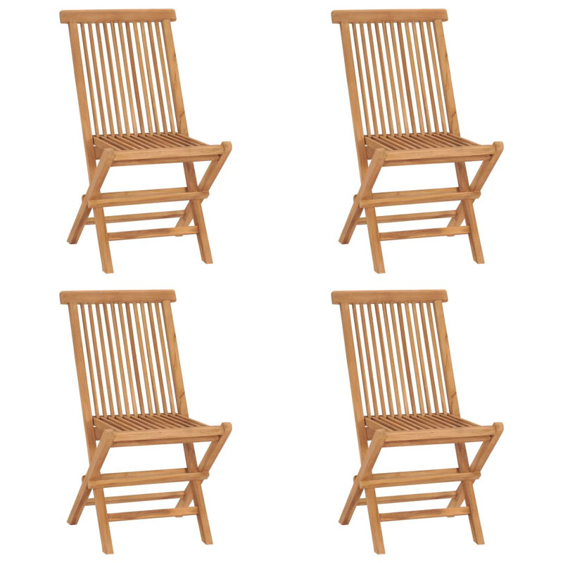 Chaise de jardin pliante en bois massif avec dossier et chaises de patio, 4