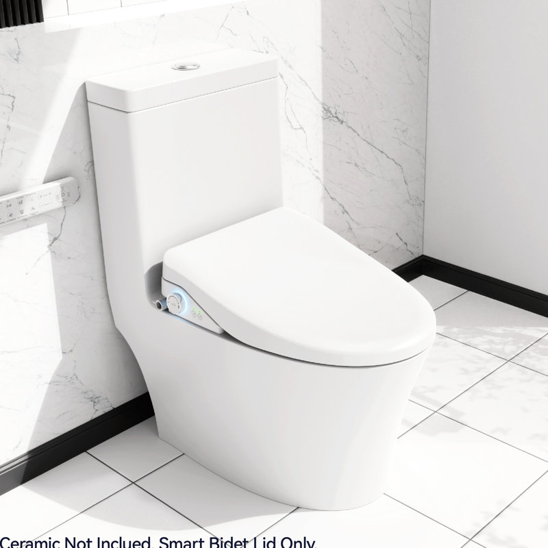Siège de toilette de bidet chauffant avec commande à bouton latéral - buse autonettoyante, température de l'eau réglable, fermeture silencieuse silencieuse, couvercle automatique, conception intelligente hygiénique chauffée, purge de buse automatique, propriétés,