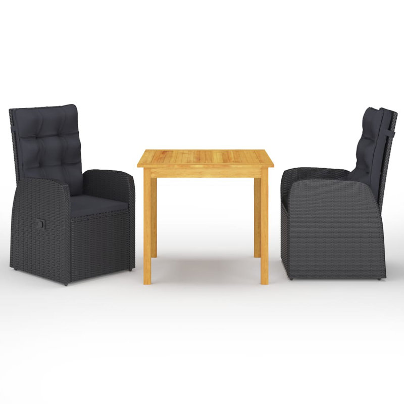 Brun Square Dining Set with Cushions, 2, Gray