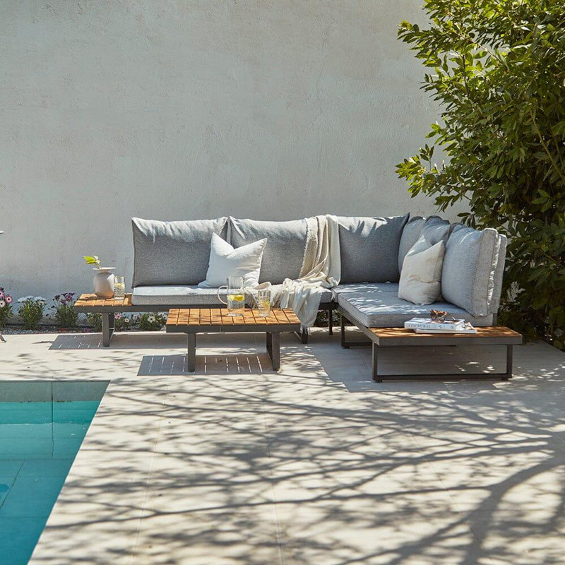 Rechard Thea 5 - Person Garden Lounge Set with Cushions & Parasol