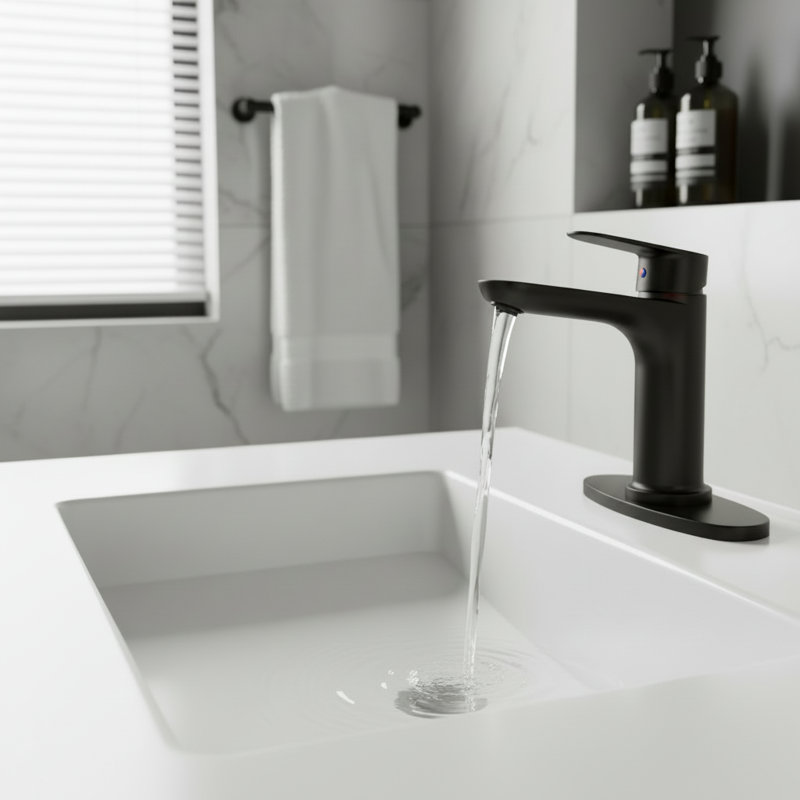 Single-Handle Bathroom Faucet for 1- or 3-Hole Deck-Mount Installation, Matte Black