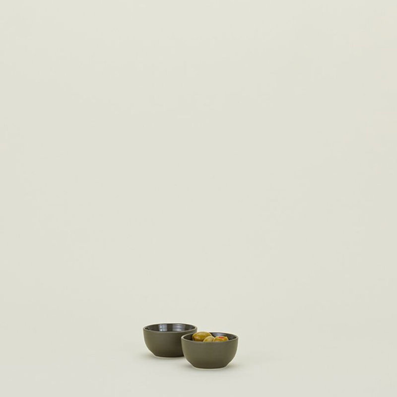 Frej Stoneware Dessert Bowl, Olive