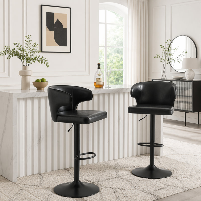 Tabouret de bar rotatif moderne, Noir - 2 pièces