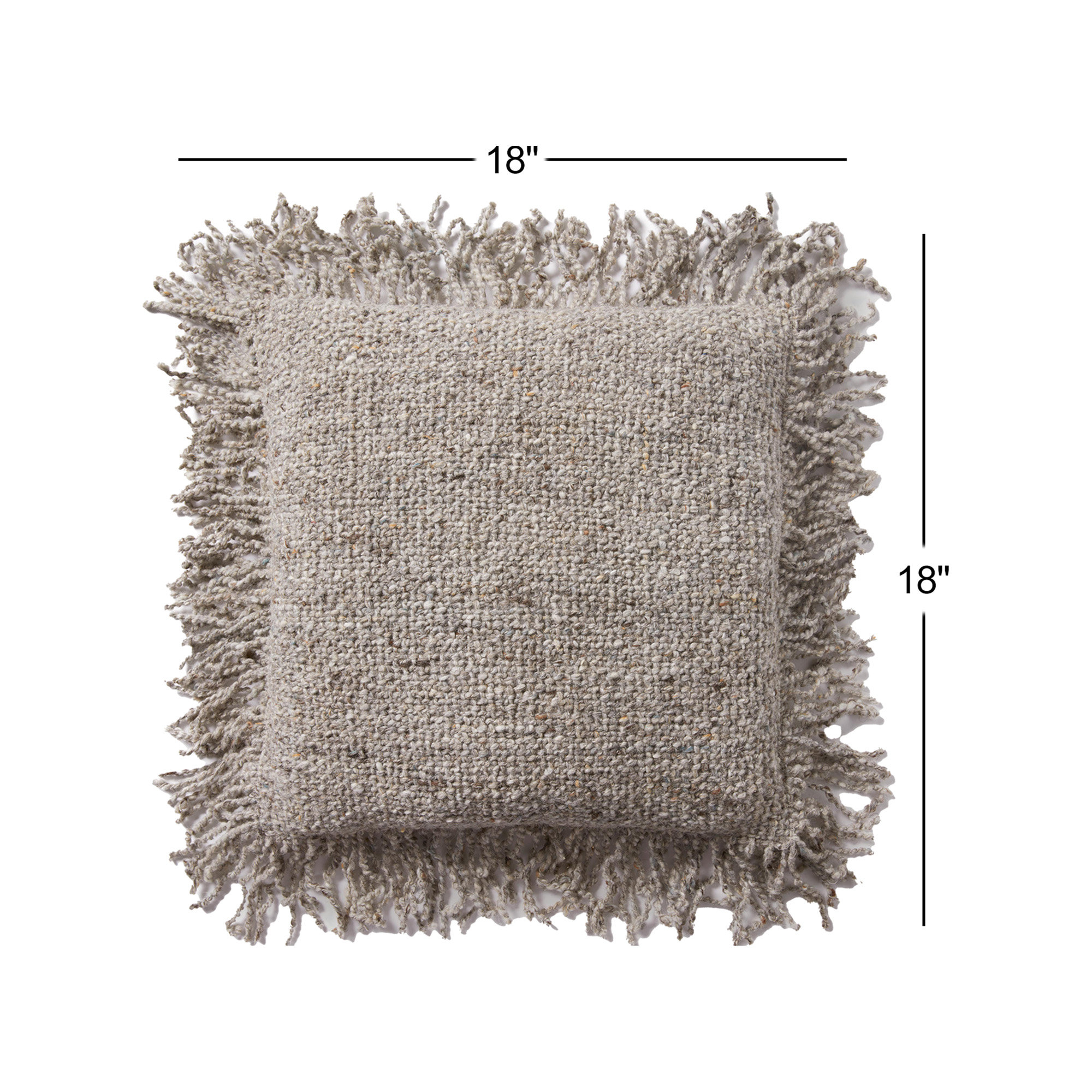 Vila Fringed Throw Pillow, Beige, Polyester/Polyfill
