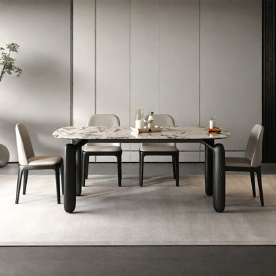 Simple Luxury Marble Solid Wood Dining Table Sets.