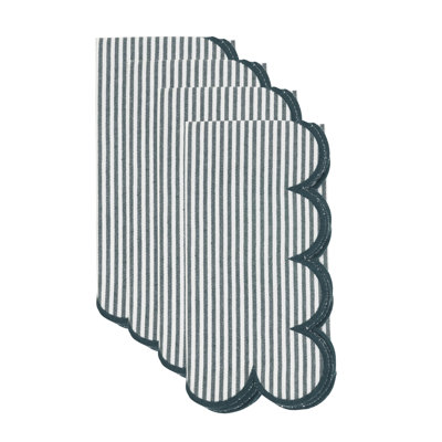 Serviettes décoratives en coton à rayures (ensemble de 4) - Bordures finies pour les repas et les réceptions, 20 po