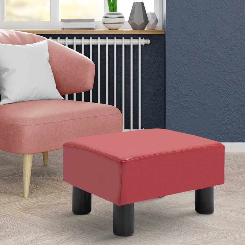 Petit repose-pieds repose-pieds avec repose-pieds rectangulaire, Similicuir rouge