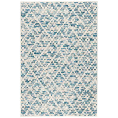 Melange Diamond Blue Machine Printed Washable Rug