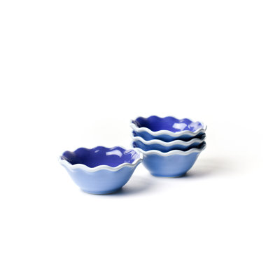 Iris Blue Color Block Dipping Bowl Set Of 4