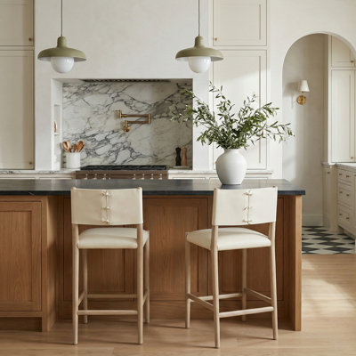 Tabouret de comptoir rembourré en cuir Andie