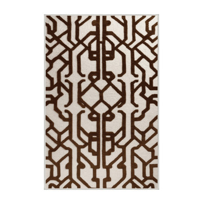 Machine Washable Trellis Beige Area Rug