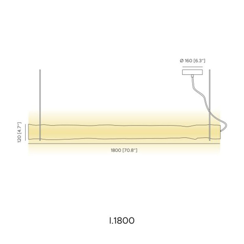 Baggy Horizontal Suspension Lamp, 52 W, 1.57" H x 70.8" W x 4.7" D