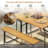  2PCS Table Bench Set for Picnic Table & Loveseat w/Acacia Wood Top Metal Legs