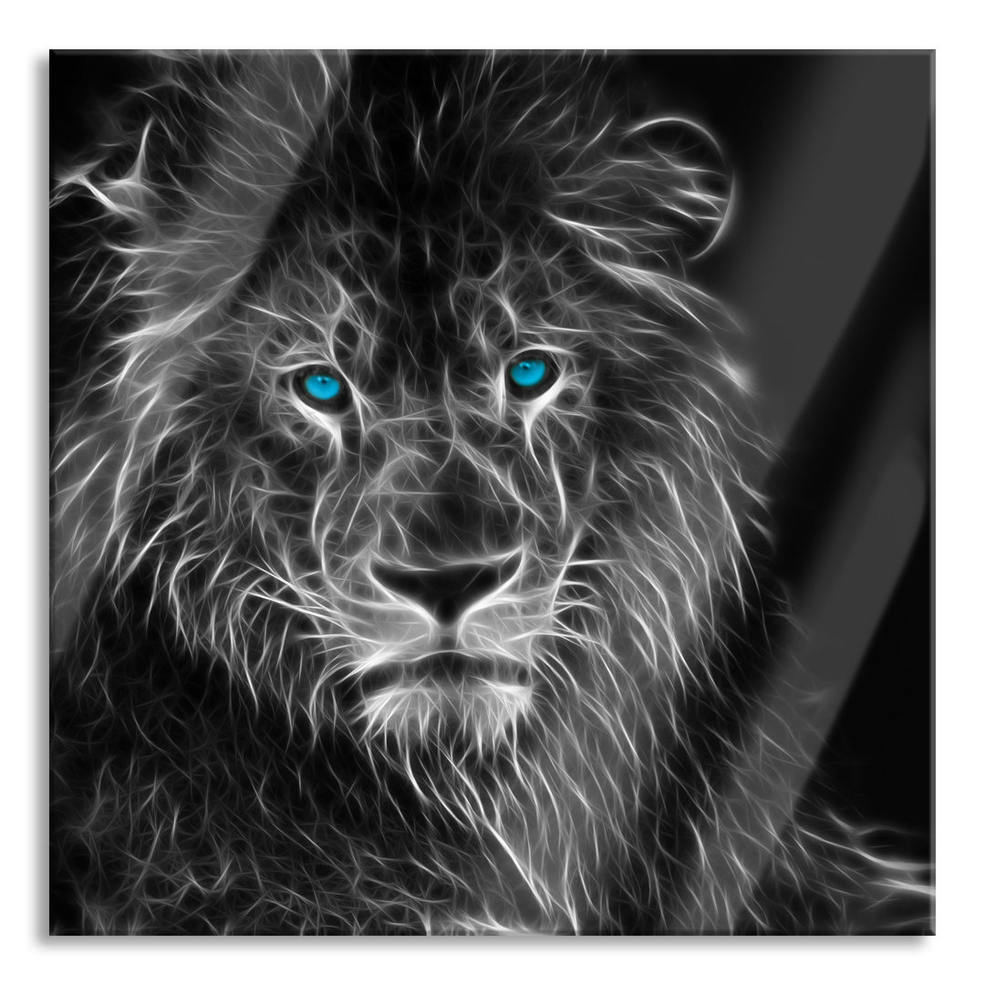 Glasbild Dark Abstract Lion