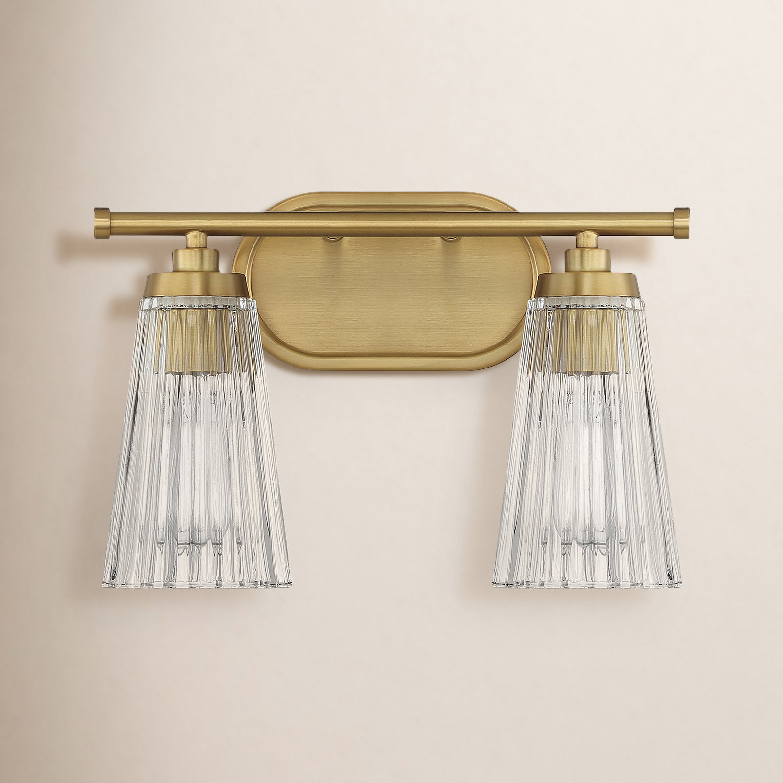 Jeanie Dimmable Vanity Light, Brass, 2 Lights, 10" H x 14" W x 14" D