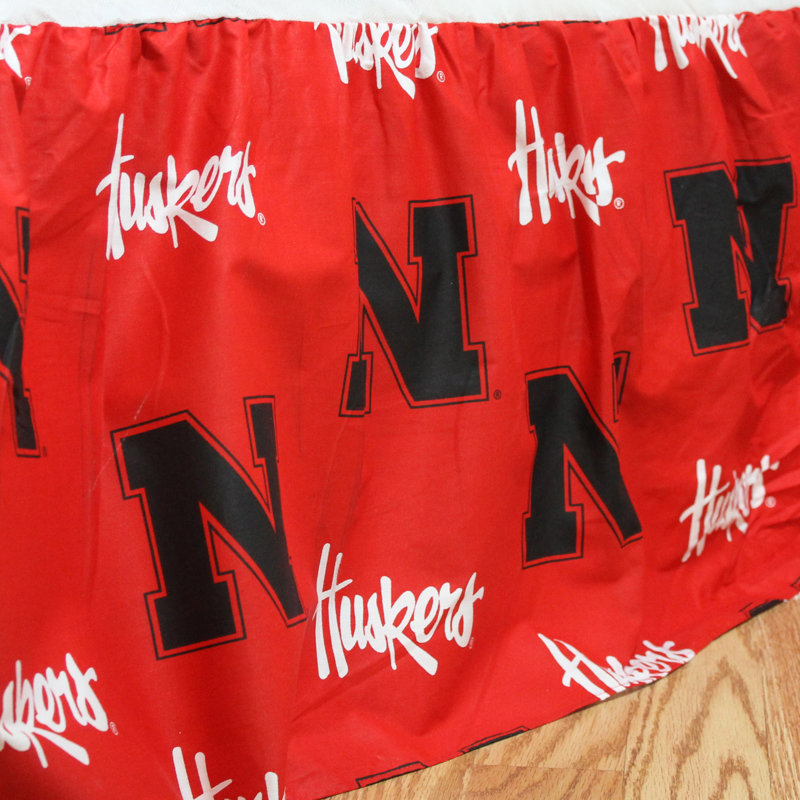 NCAA Ruffled Bed Skirt, Queen, Nebraska