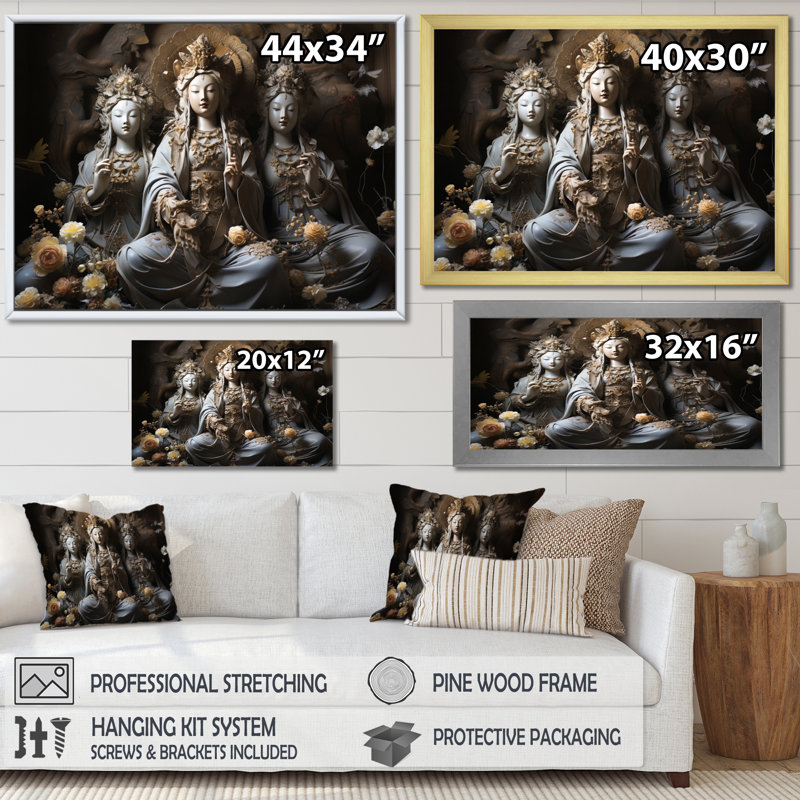 «Imperial Mystical Guardians» - reproduction, Cadre simple blanc, H 16 po x l 32 po x P 1 po