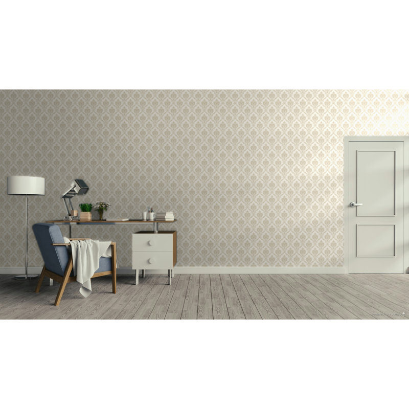 Italian Classics 4 Damask 3D Embossed Wallpaper Roll, Cream