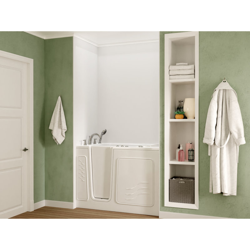 Therapeutic Tubs 30 in. x 53 in. Left Drain Quick Fill Walk-In Whirlpool Tub with Powered Fast Drain in White, Left, White