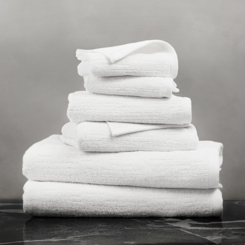 Ensemble de serviettes de bain en jacquard Indrod Road, Blanc