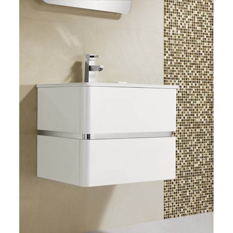 Ensemble de meuble-lavabo simple mural 24 po Stellan, Blanc