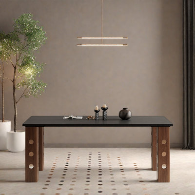 Table de salle à manger rectangulaire en bois massif de style français