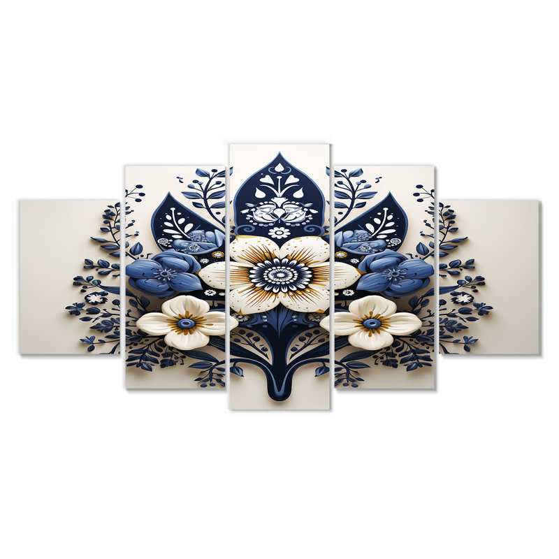 Jerrod - art mural floral moderne 5 pièces