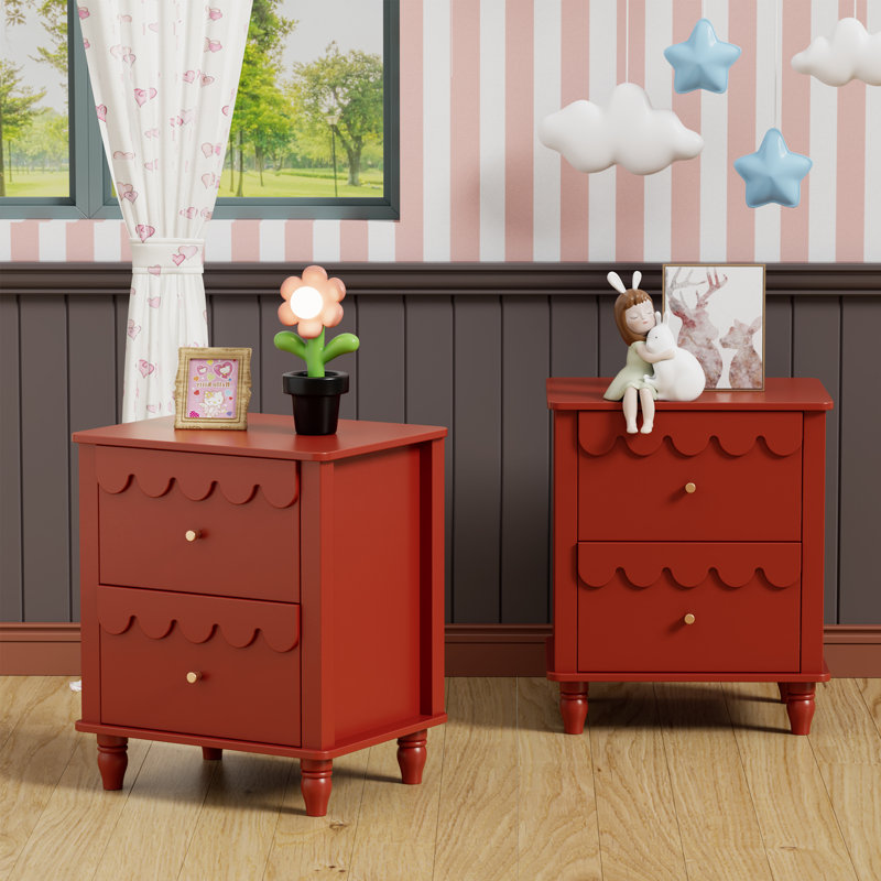 Table de chevet en forme de nuage de 19,7 po Dorlan, Rouge