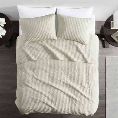 3 pièces courtepointe crème double / grand - microfibre et coton, réversible pour une nuit de sommeil sereine douce, avec literie en coton