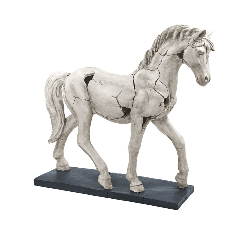 Sculpture cheval à finition craquelée
