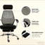 Fauteuil de bureau inclinable et pivotant à dossier haut avec repose-pieds rétractable, appui-tête et accoudoirs rembourrés