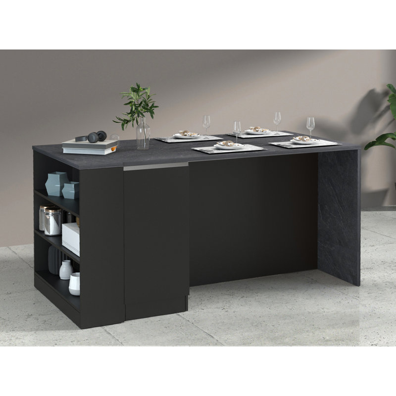 SOLE Wood Kitchen Island, Anthracite Grey/Grey