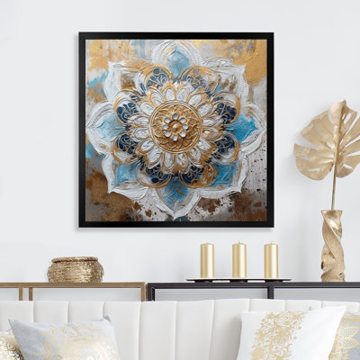 «Blue and Gold Mandala I» sur toile