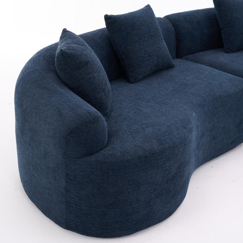 Canapé courbé sans os, canapé modulaire à compression, canapé-lit pour salon, 4, Bleu antique