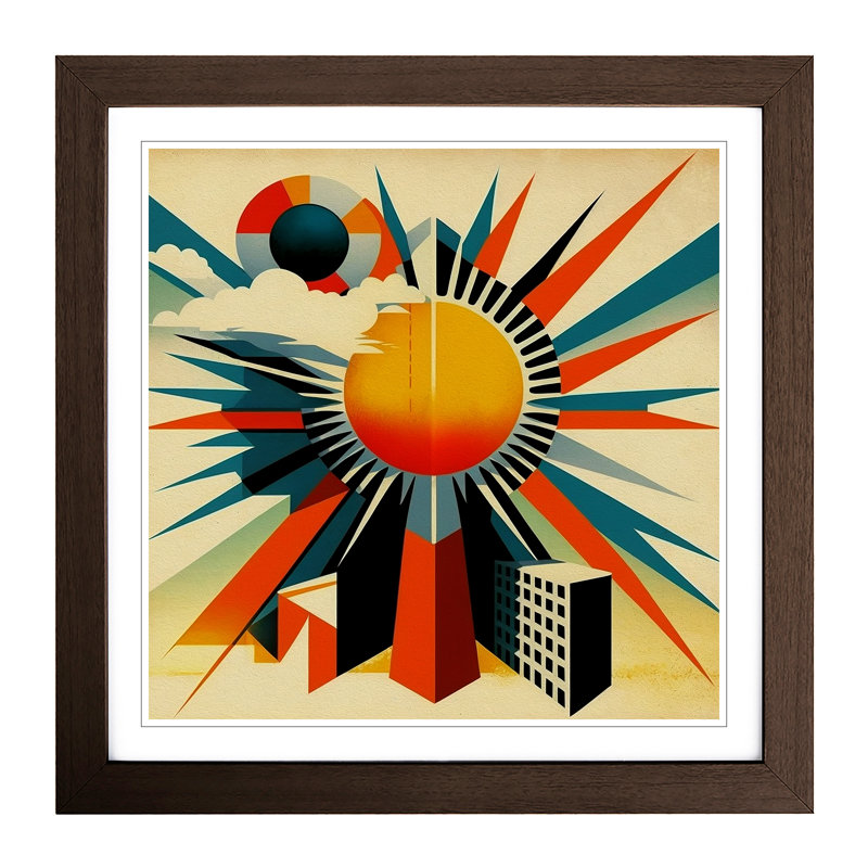 Sun Constructivism No.1 - Framed Print, Walnut