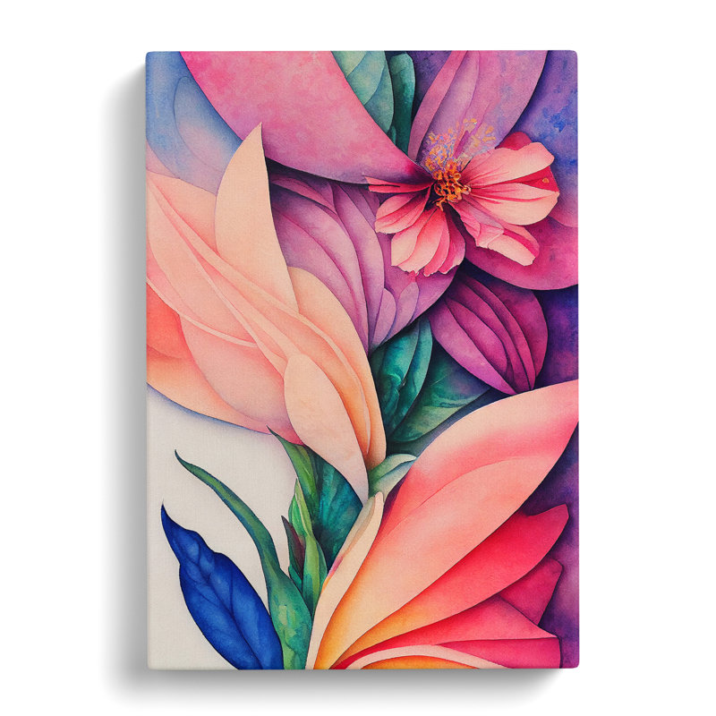 Water Painted Flowers No.4 - Wrapped Canvas, 50cm H x 35cm W x 3cm D