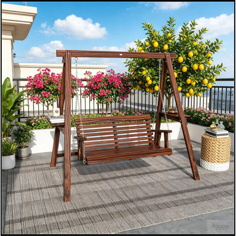 Balancelle d'extérieur 2 places avec support et tables d'appoint pour le jardin