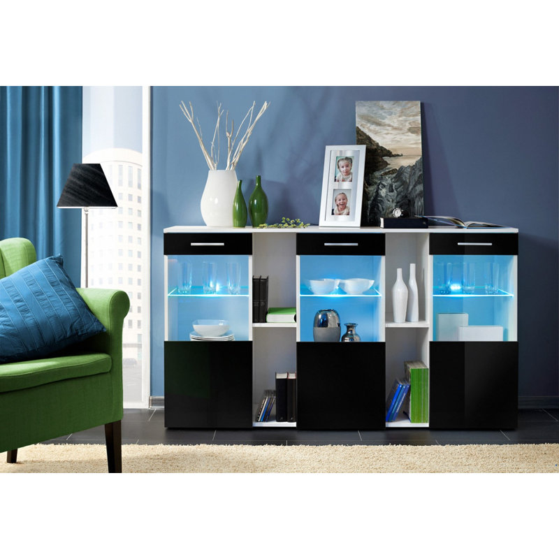Bardwell 160cm Sideboard, White/Black