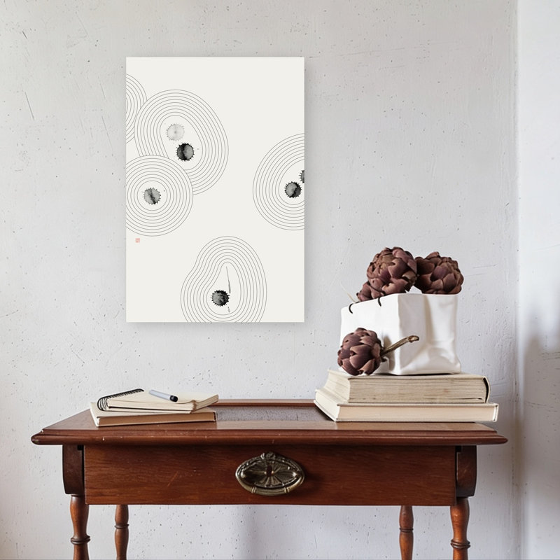«Zen Ink Ripples Abstract Peaceful Serene», art mural, 24" H x 16" W
