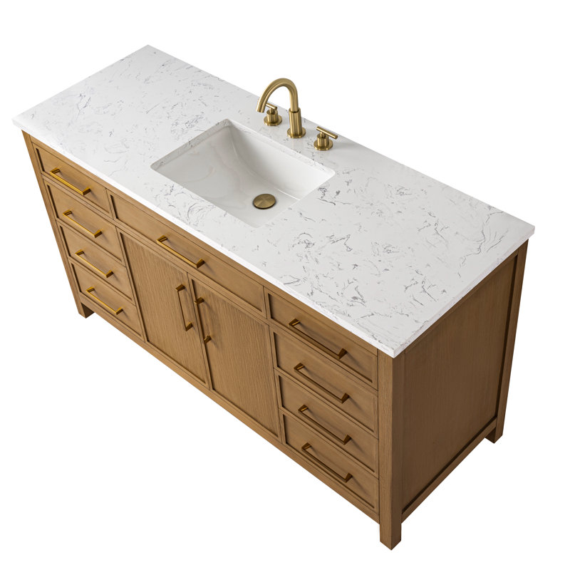 Reajean 60" Single Vanity, Caramel/Brushed Bronze