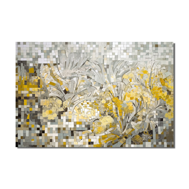 Art mural mosaïque jaune et crème bohémien I - Boho