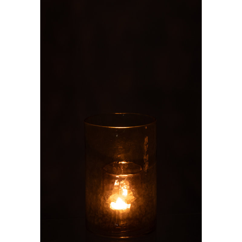 Glass Tabletop Tealight Holder, 20.5cm H x 12.5cm W x 12.5cm D, Green