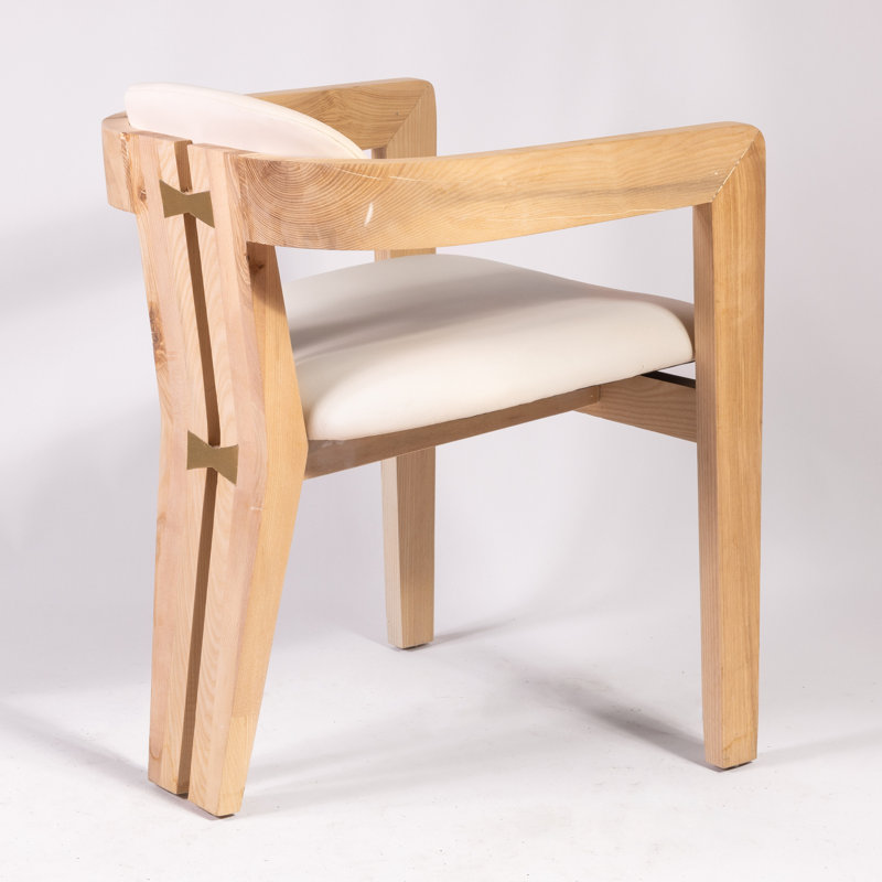 Serena Upholstered Arm Chair, White, Oak 