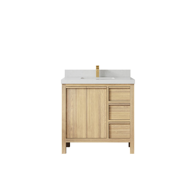 Chêne blanc Elizabeth X P 22 po De meuble-lavabo central D Calacatta Poanazzo Quartz, Quartz de Carrare
