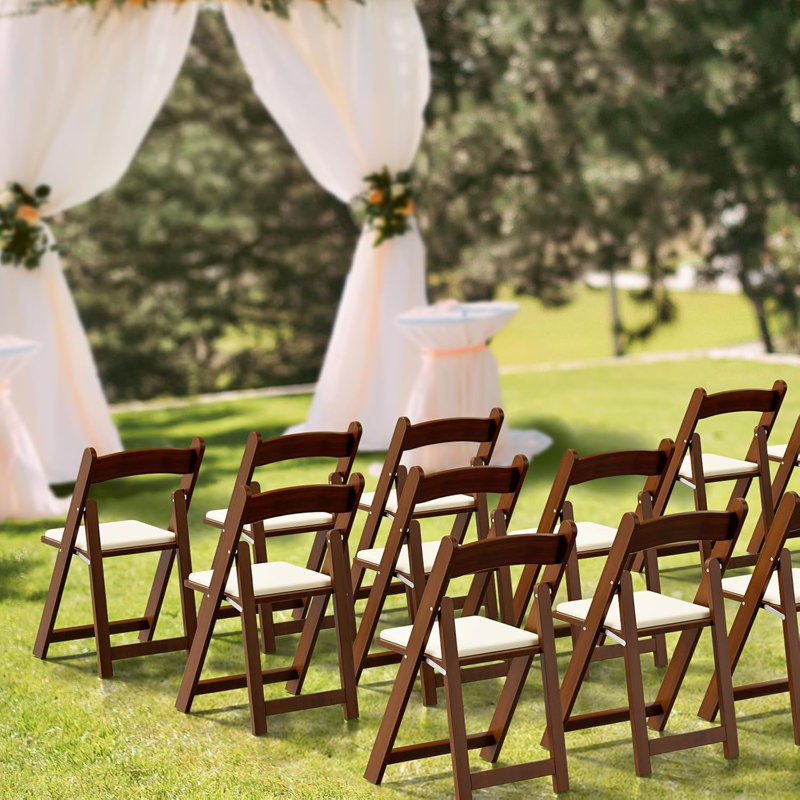 4 pièces de chaises pliantes en bouleau rembourrées noyer Wipe-Clean, 30,7 po x 17,3 po x 17 po